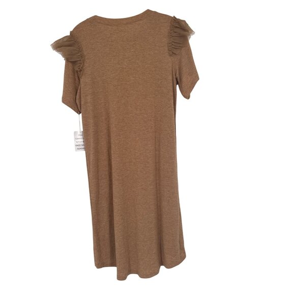 Mia Joy girls Brown T-Shirt peyton Dress Glitter Très Chic Text size 14 new - Picture 5 of 5